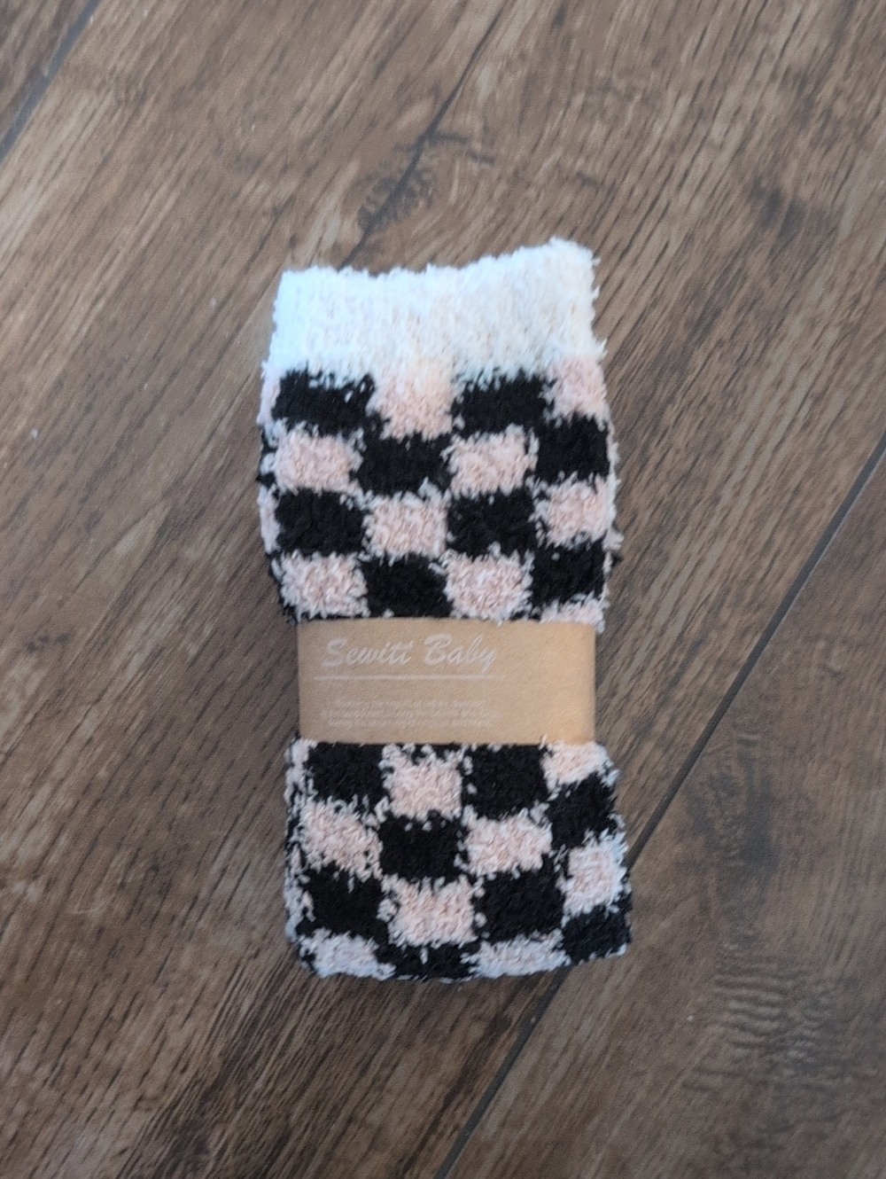 Tab & Black Check Plush Socks
